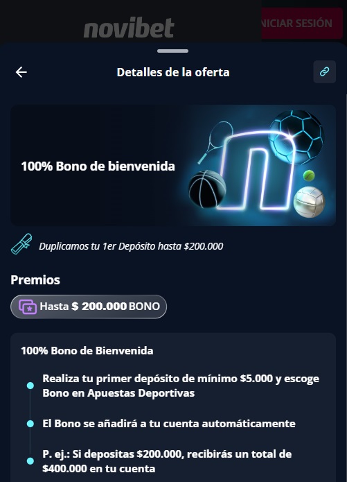 Novibet 100% bono de bienvenida