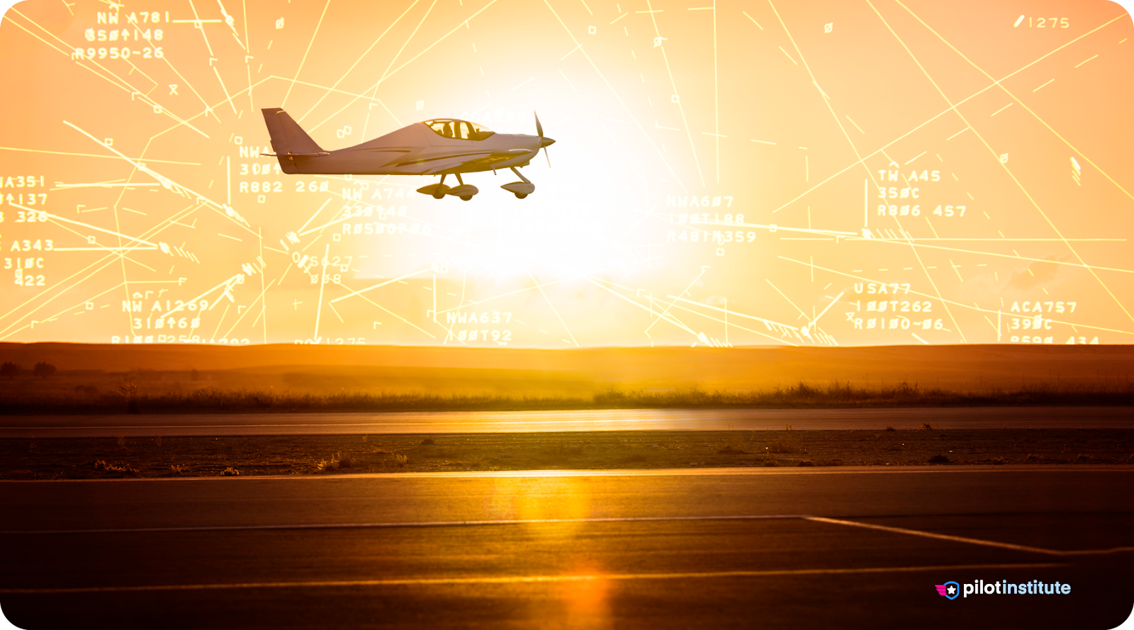 An airplane departs an airfield.