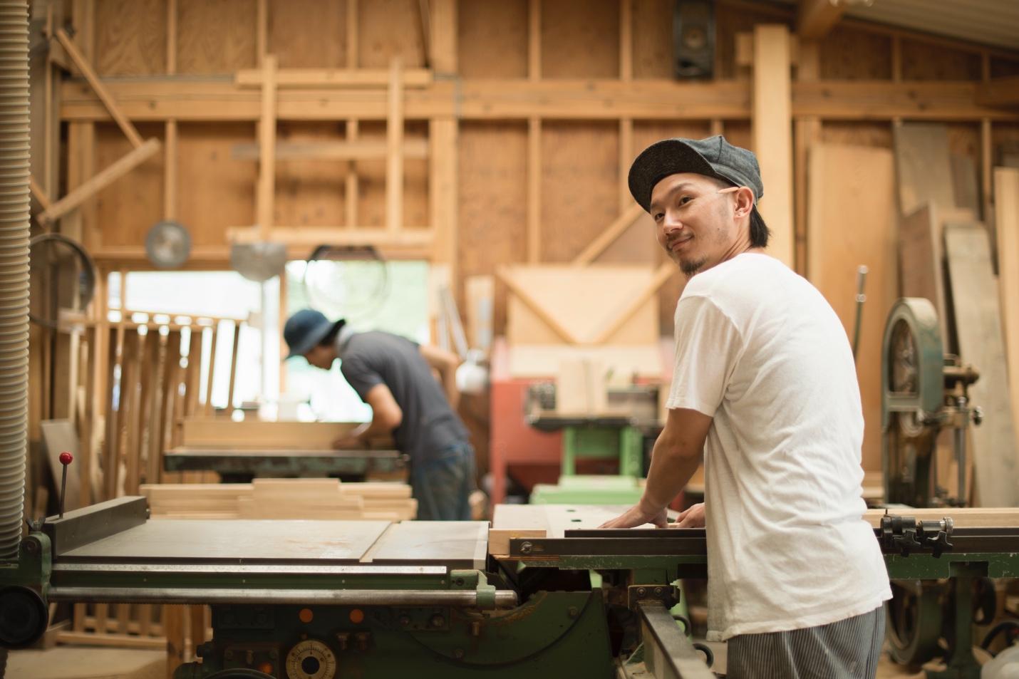 Man in carpentry workshop