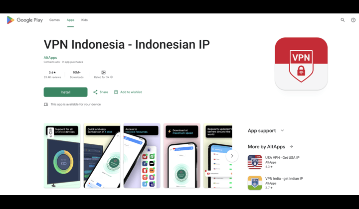  Download VPN Indonesia free 