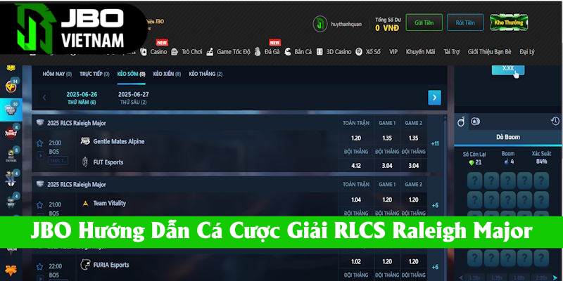 Hướng dẫn cá cược Esport RLCS Raleigh Major tại JBO