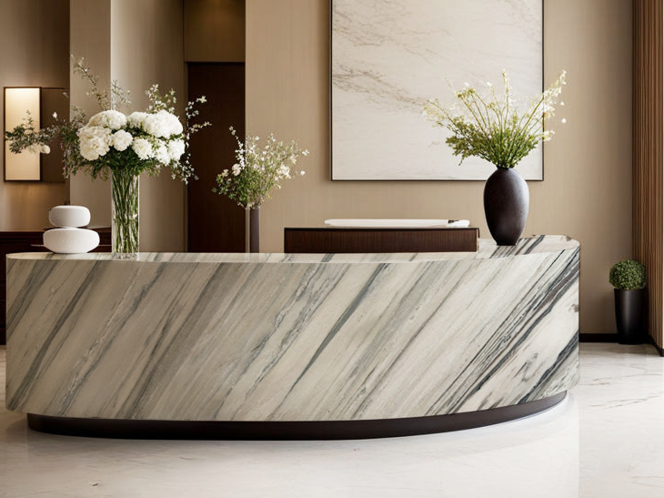 Raymond white marble on reception area