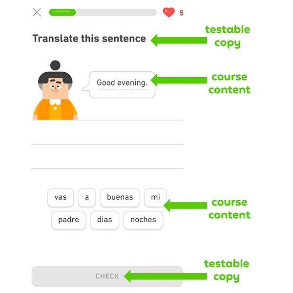 Duolingo UI localization example