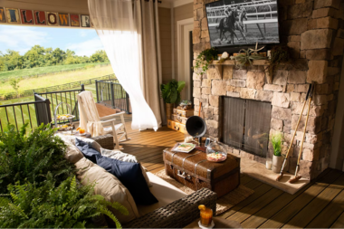 top technology accessories for your michigan deck high definition outdoor tv above fireplace custom built okemos