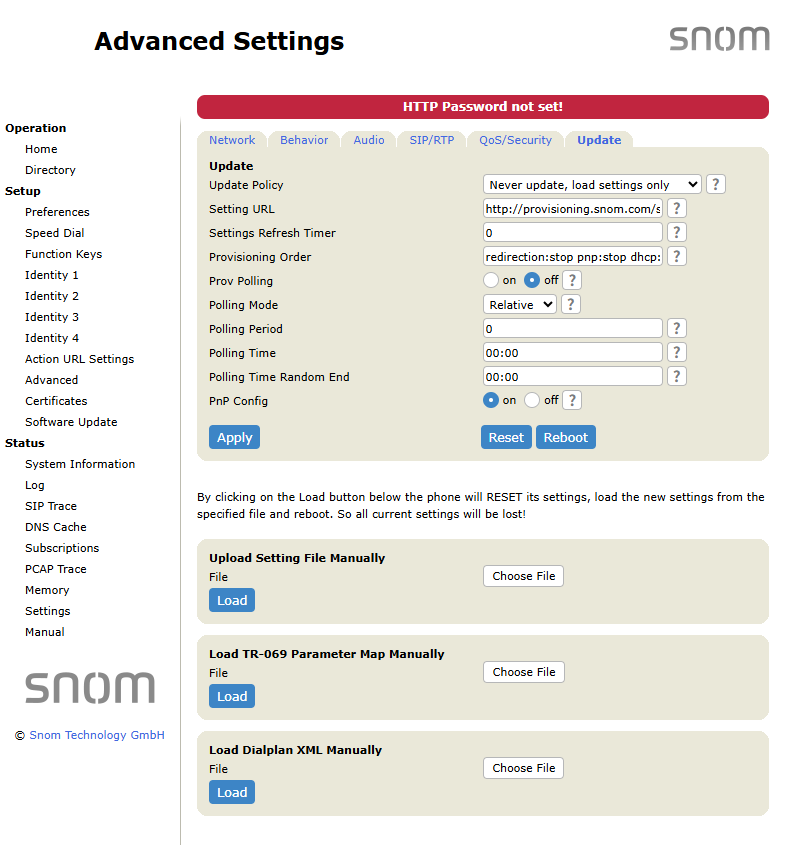 snom D715    電話機本体・Web管理画面の初期化手順