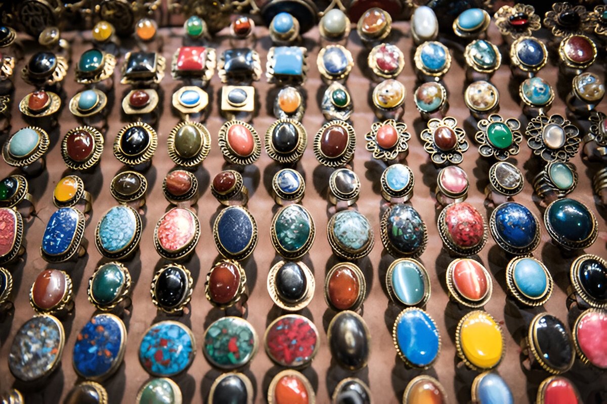 collection of men gemstone rings