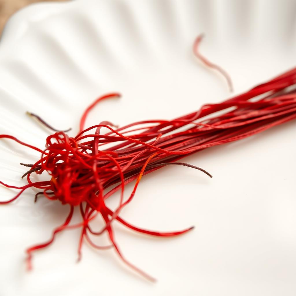 Close-up of saffron strands, the key ingredient in Kumkumadi Serum