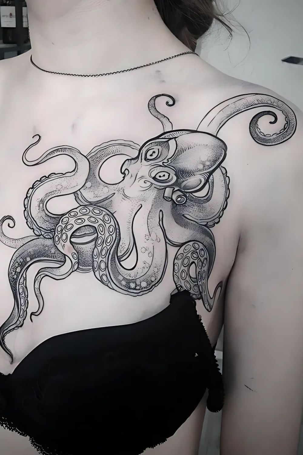 Octopus Front Shoulder Tattoo