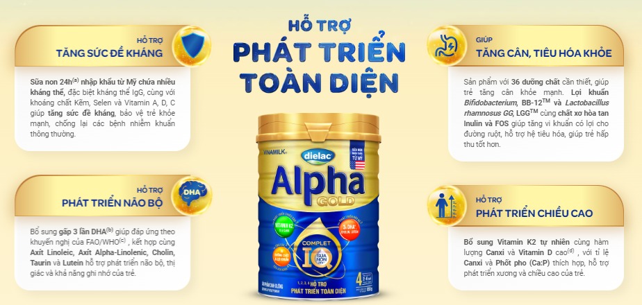 Sữa Dielac Alpha Gold cho trẻ 0 6 tháng tuổi