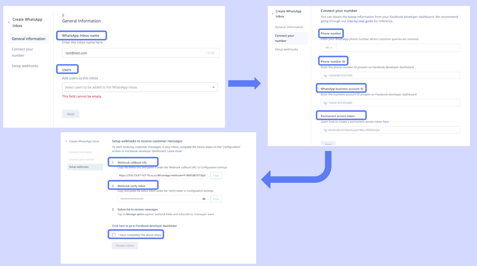 Whatsapp integration settings inside Hiver