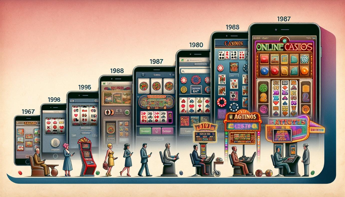 An illustration of the evolution of online casinos, highlighting different gaming platforms over the years.