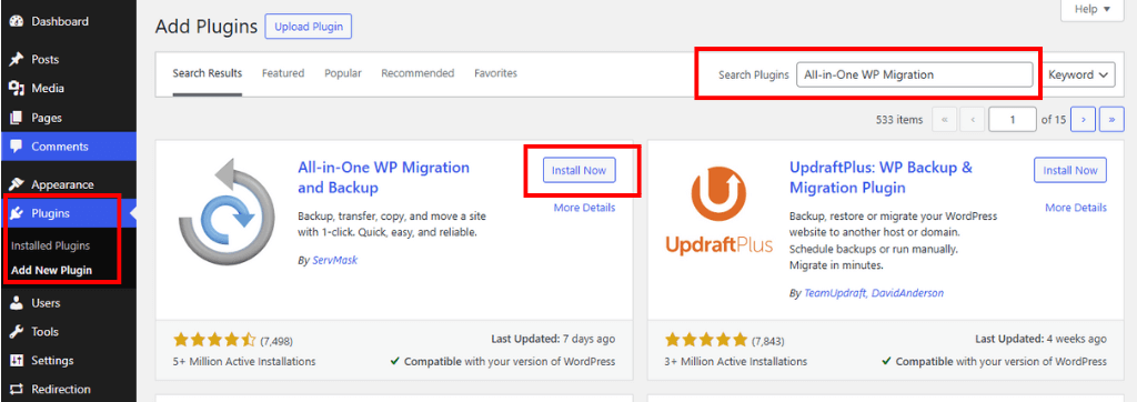 Install and Activate All-in-one Migration