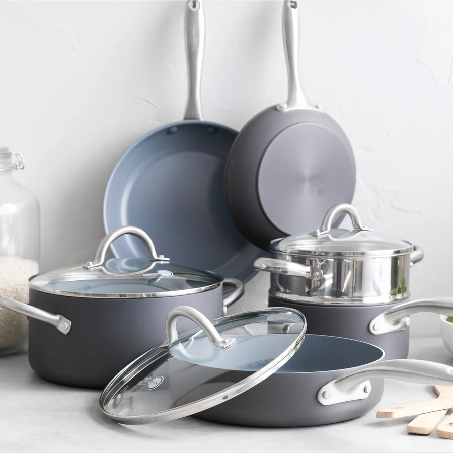 Green Pan Lima Ceramic Nonstick Cookware Set, featuring a non-toxic ceramic coating, scratch resistance, and sustainable design