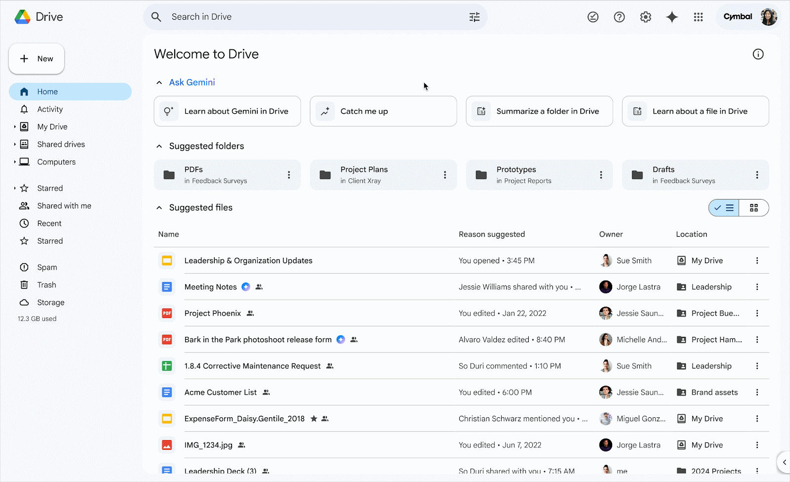 Catch me up in google drive