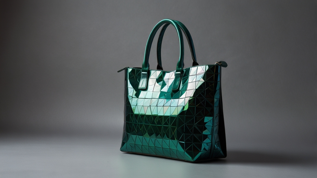 tote bag green iridescent holographic triangles​