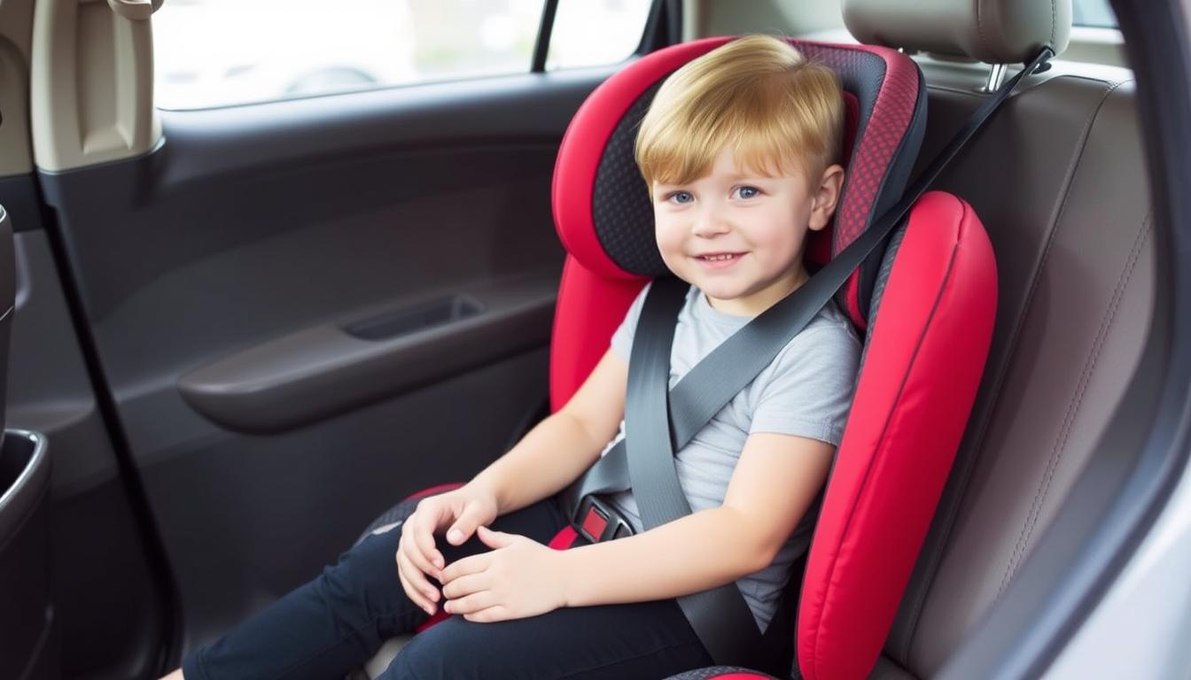 School-age child in a high-back booster seat