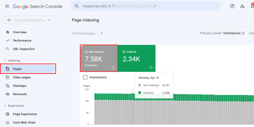 non indexed pages google search console