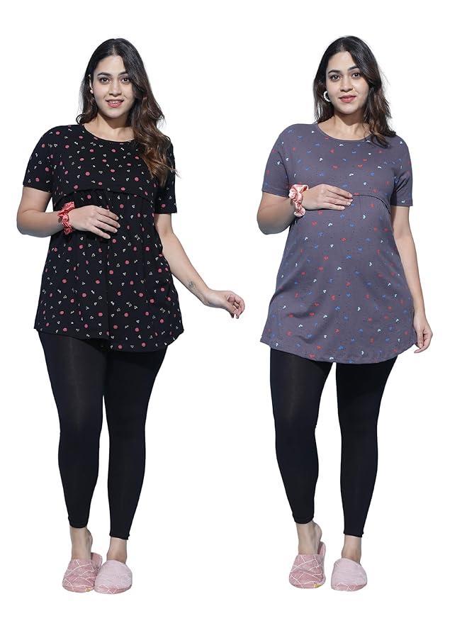 9shines Label Women’s Maternity Feeding Top with Horizontal Zip