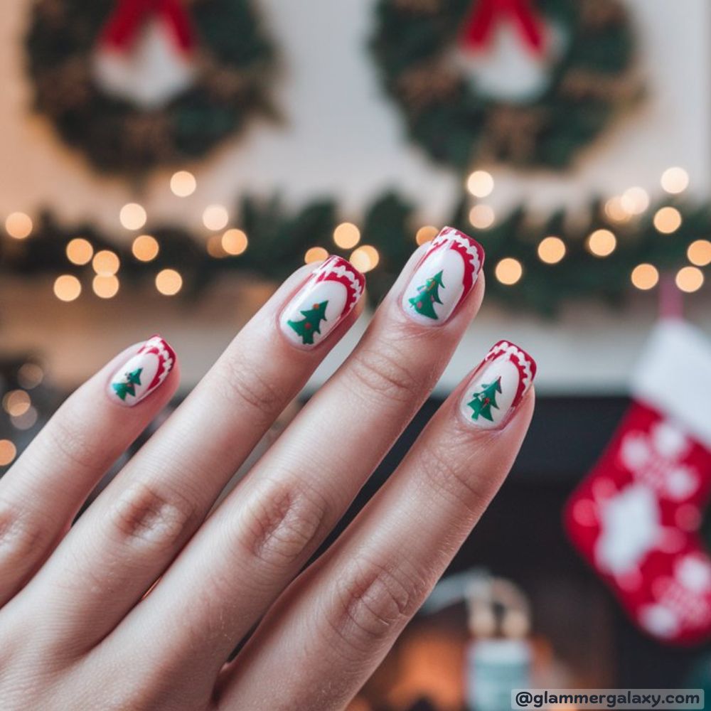 French Tip Christmas Nails having Short and Sweet French Nails
