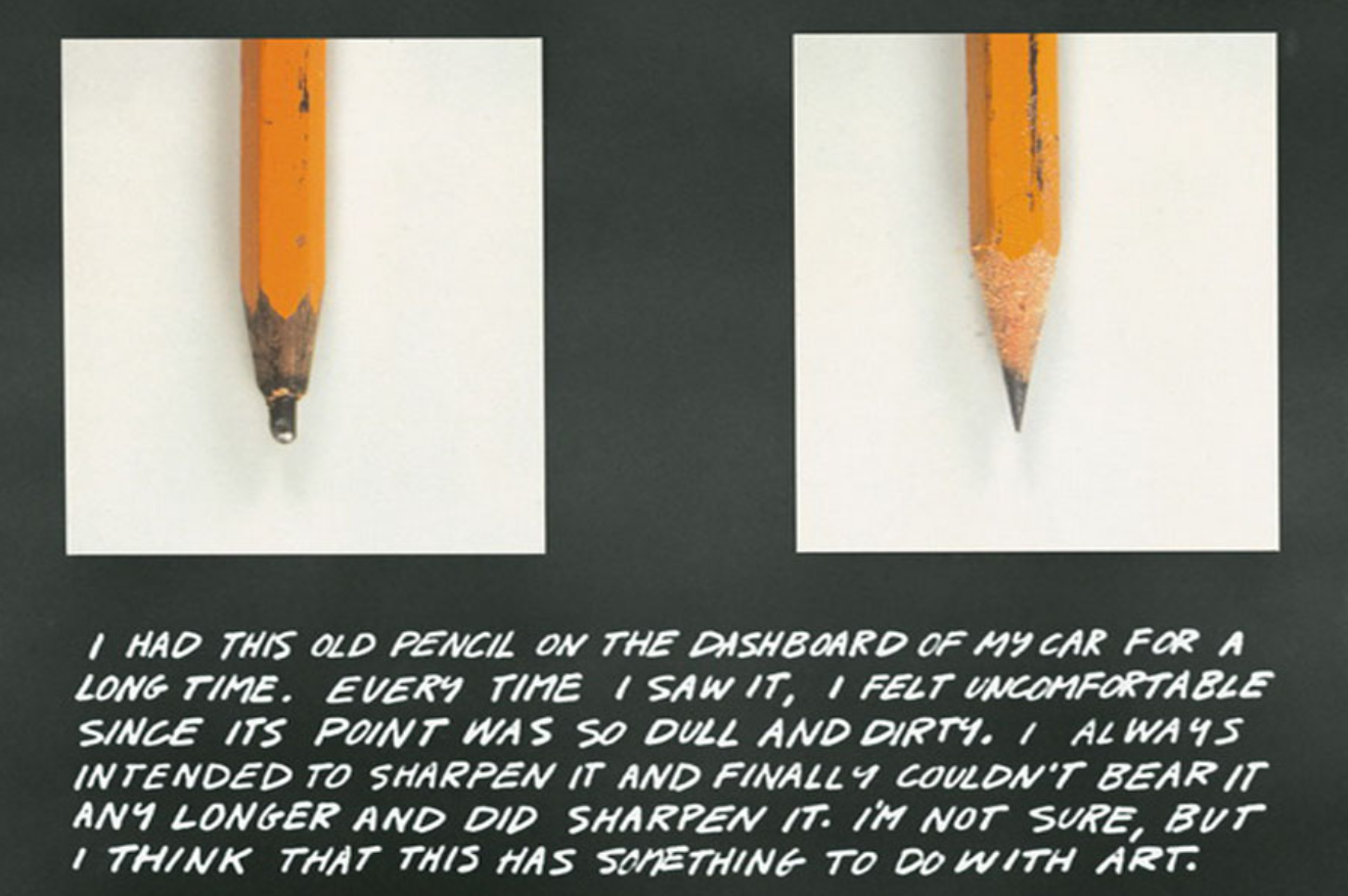 Bức tranh The Pencil Story của John Baldessari biểu đạt vẻ đẹp nghệ thuật qua câu chữ và hình ảnh