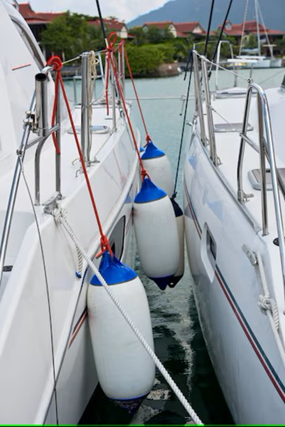 Fenders On Boats In A Crowded Marina