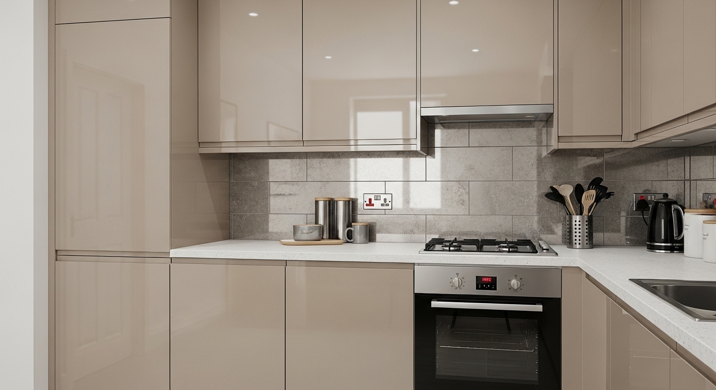 Glossy beige cabinet
