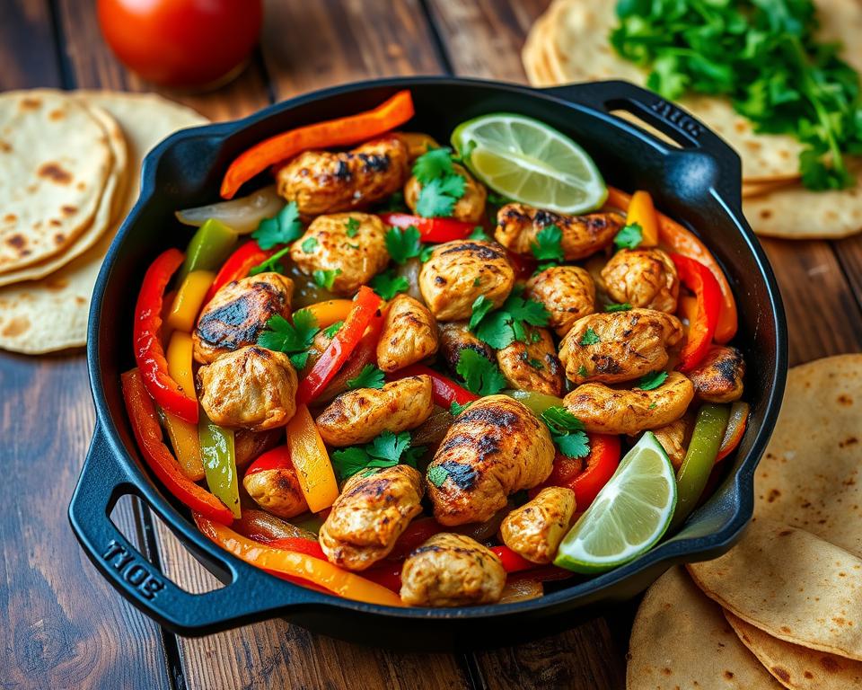 cast iron chicken fajita skillet