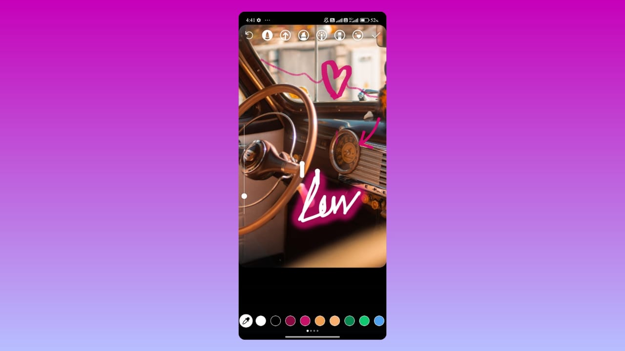 Draw tool of a Instagram story.