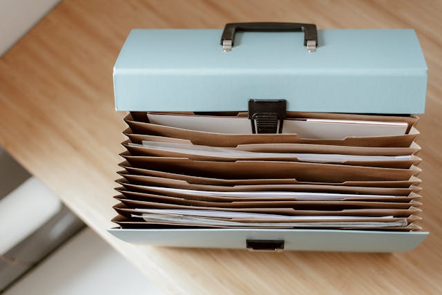 A box of files