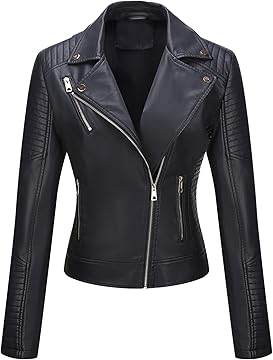 black and white leather jacket