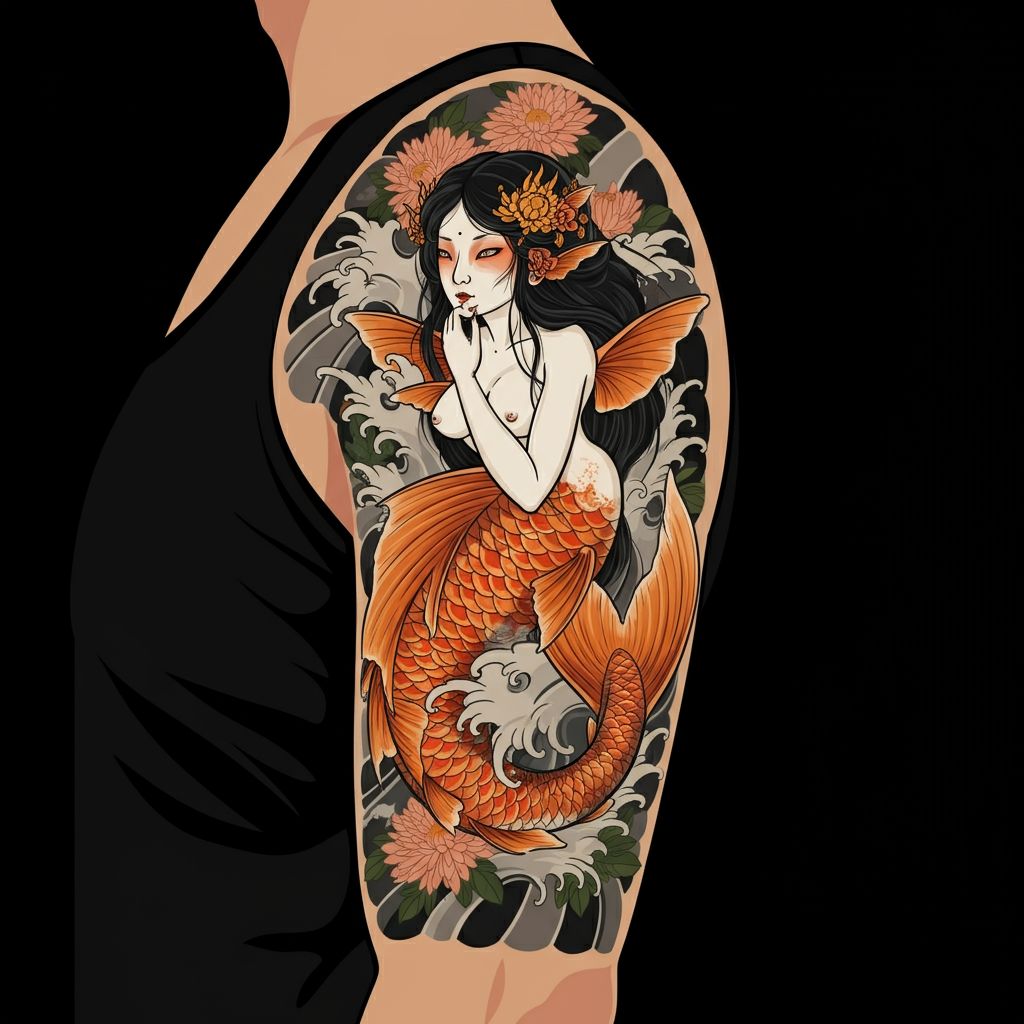 Mermaid Tattoo on shoulder 