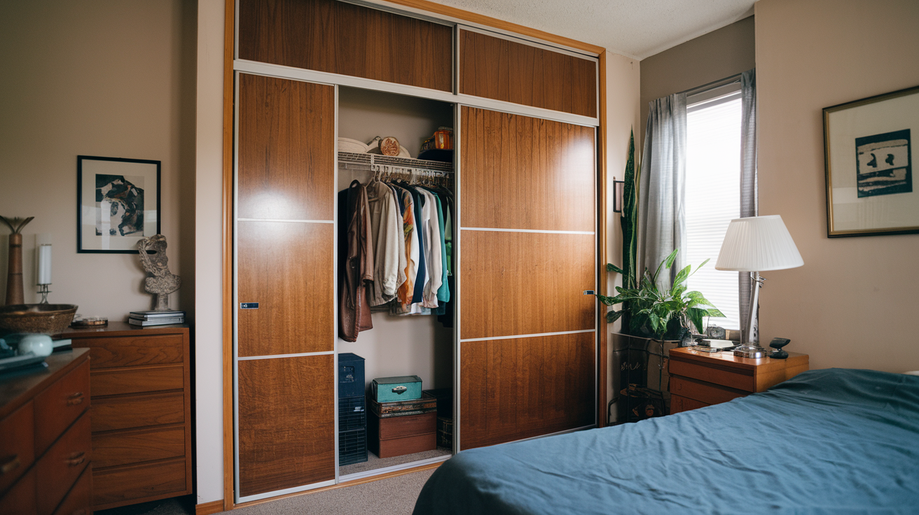 vertical wood closet doors 1980s