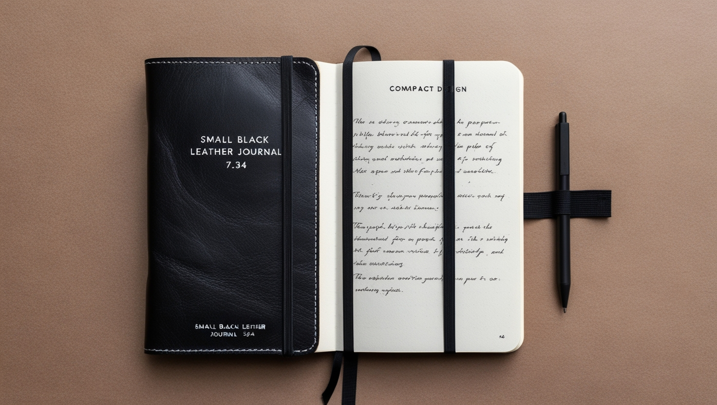 Small Black Leather Journal 7.34