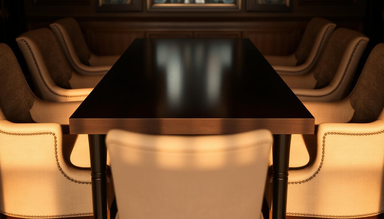 stoelen bij donkere eettafel