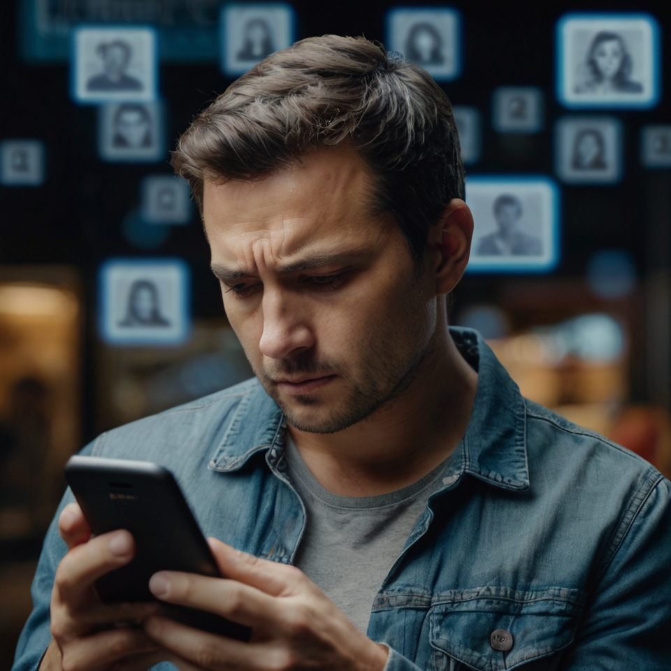 Man feeling unfulfilled by social media validation—emphasizing the emptiness of digital approval.