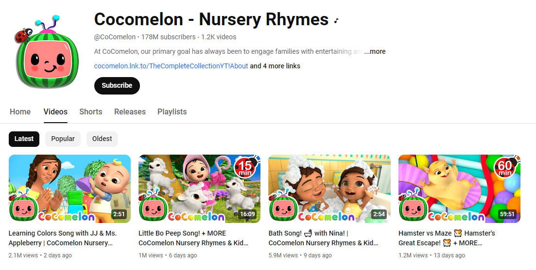 YouTube channel example