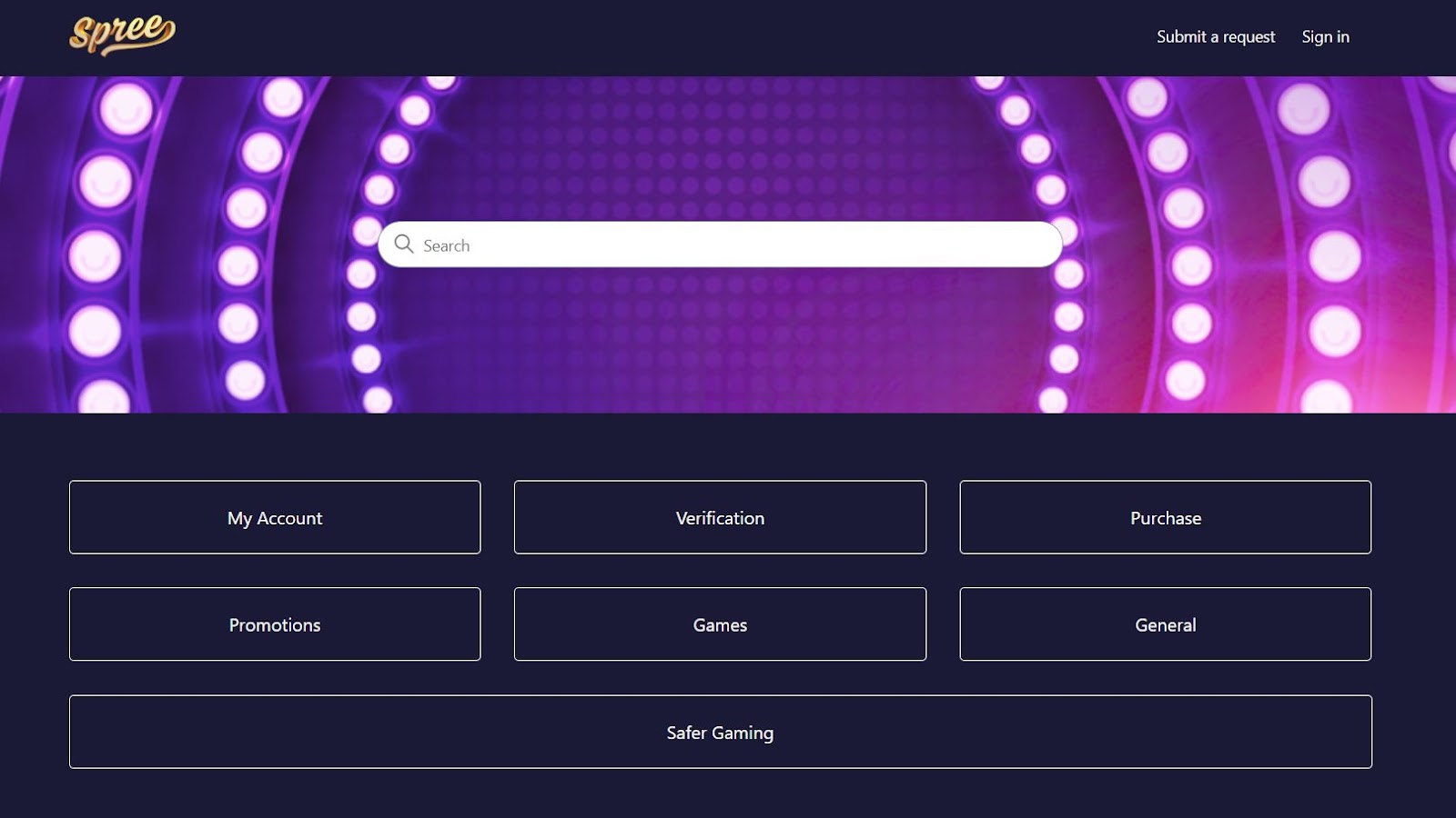 Customer support on Spree casino