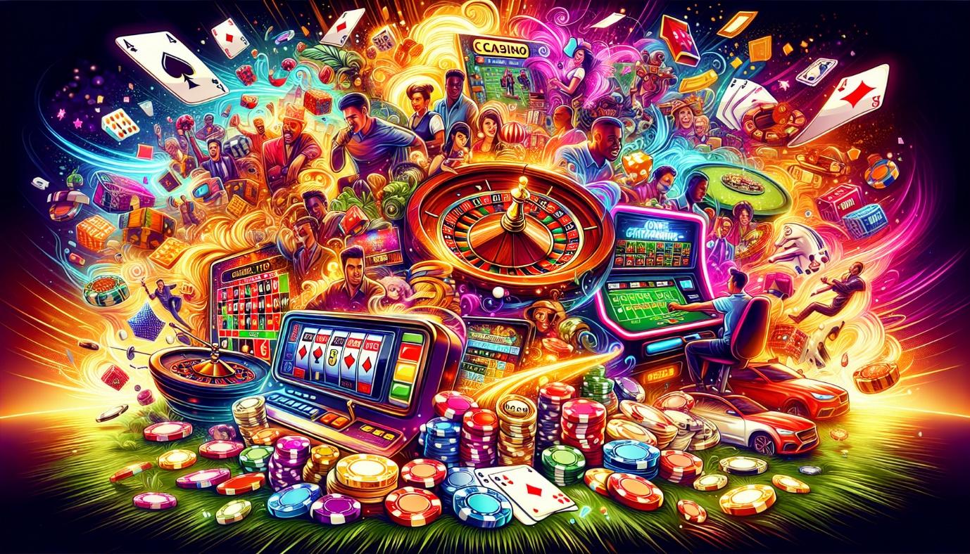 An illustration showcasing a diverse range of online gambling products available to players.