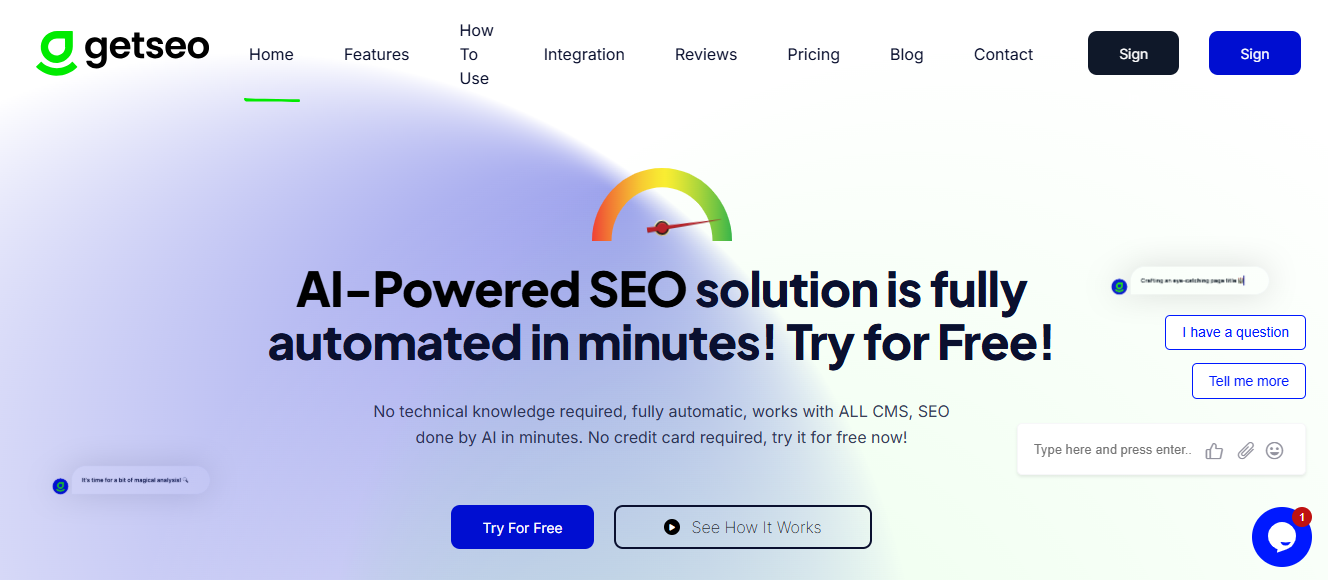 Best AI Tools in 2025 - Screenshot of GET SEO AI