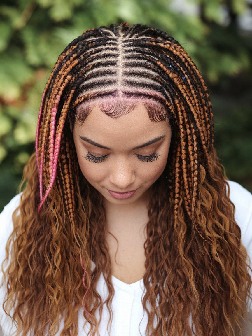 27. Feed-In Braids with Highlights