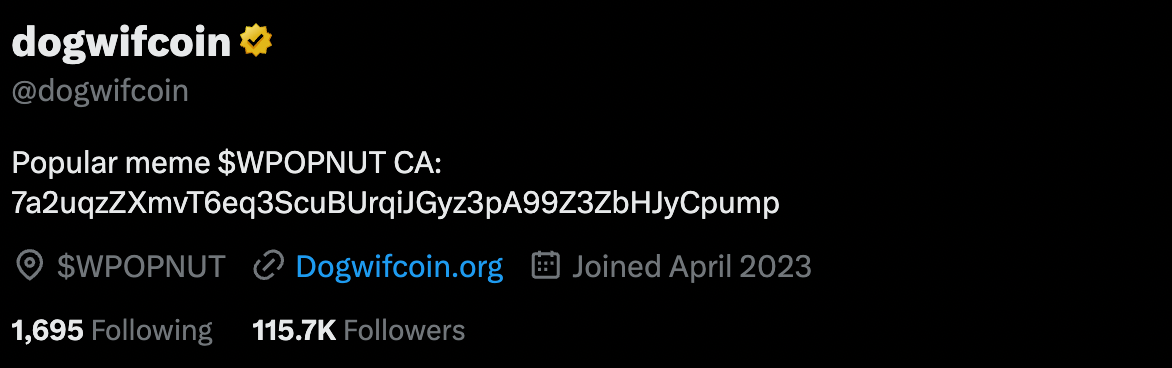 Dogwifhat’s X account hacked to promote meme coins: report - 1