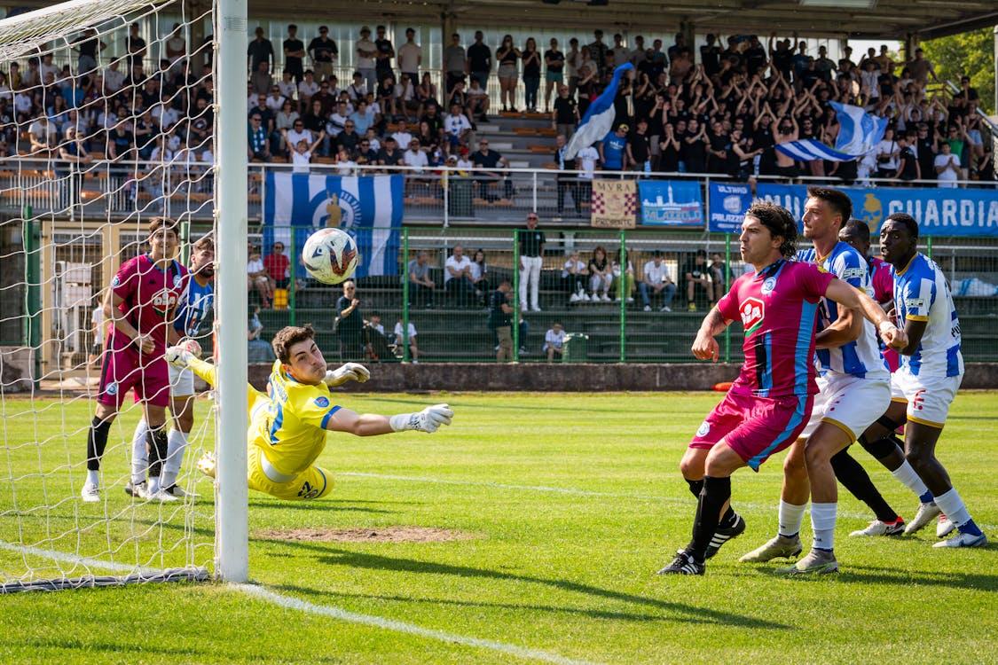 Free A soccer game is being played on a field Stock Photo