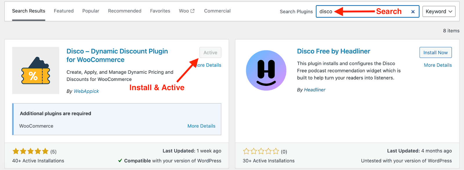 Install and activated - Disco the ultimate WooCommerce discount plugin