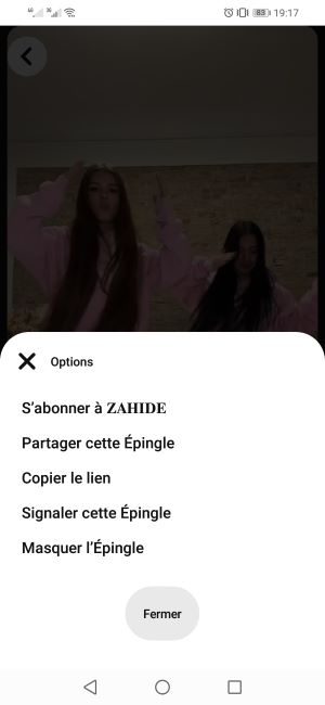 Copier le lien d'une vidéo Pinterest sur Android