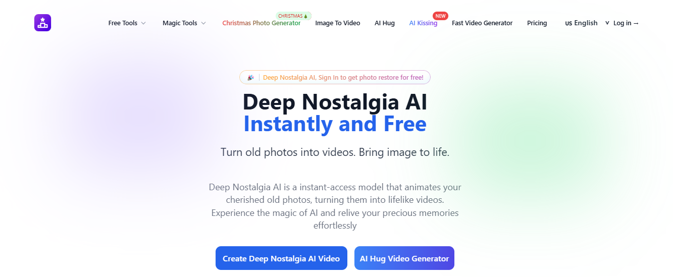 Best AI Tools in 2025 - Screenshot of Deep Nostalgia AI AI Image Generator