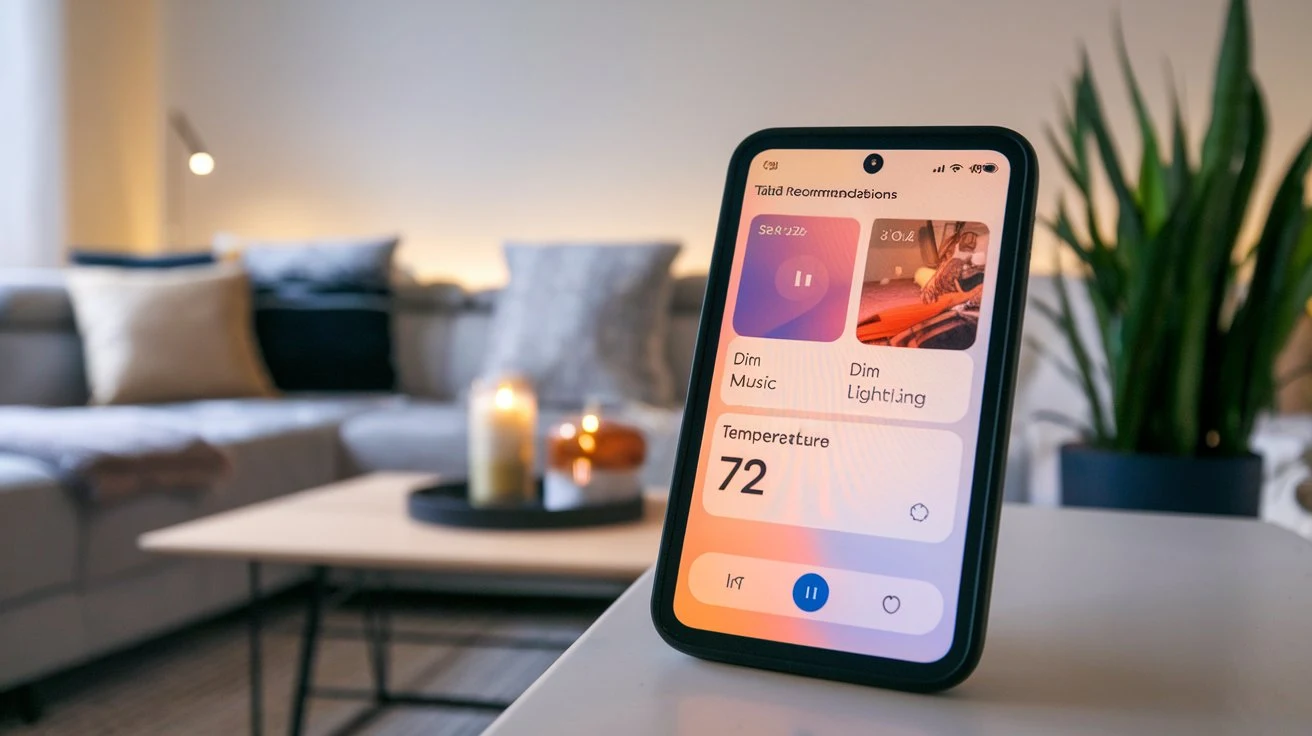 An image showcasing a smart device providing personalized recommendations for a user’s home environment.