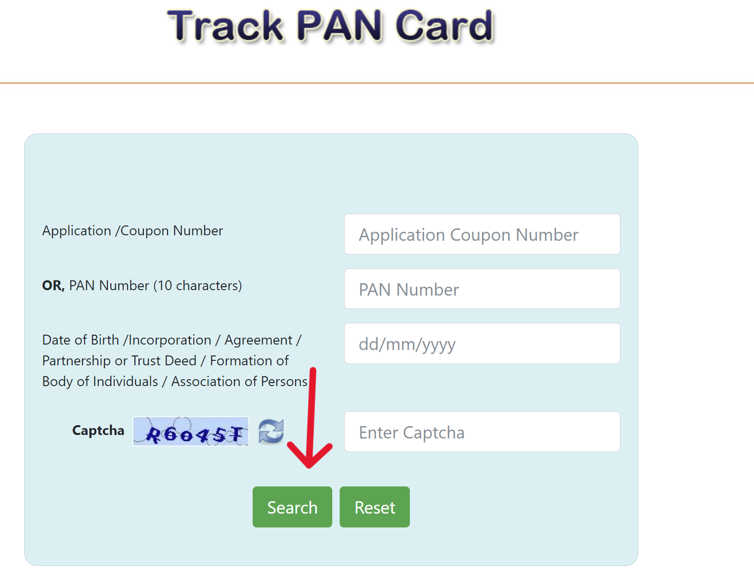 Track PAN Card Page on UTIITSL Portal