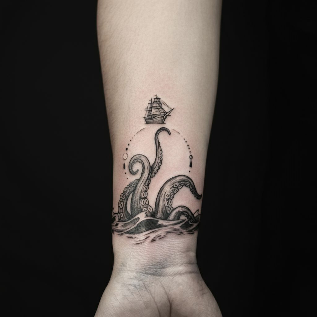 Kraken Tattoo on wrist