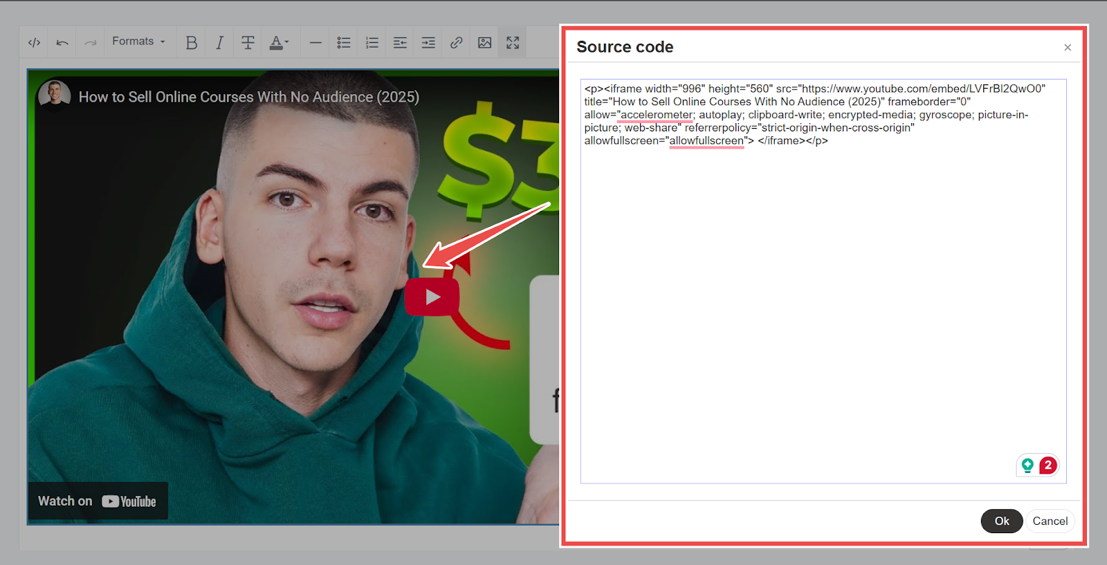 embedding videos in Kajabi via the iframe code