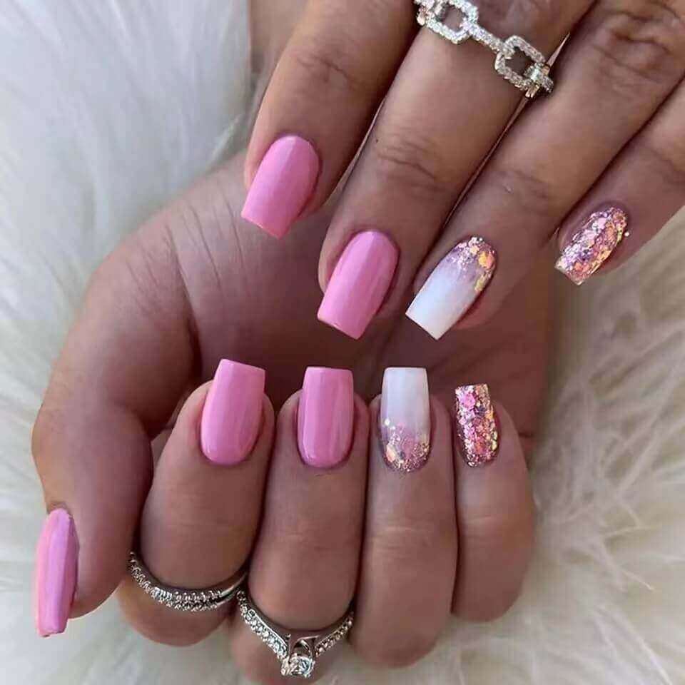 short hot pink nails